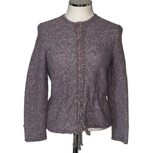 Vintage Castleberry Multicolor Tweed Knit Button Front Cardigan Sweater Jacket